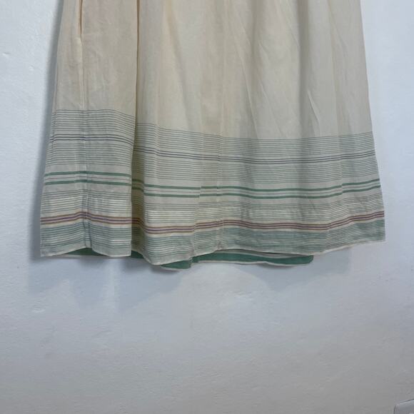 GAP - 90s Y2K Cream Cotton Pleated Peasant Midi Dress - Picture 4 of 10